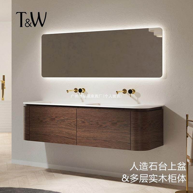 浴室柜LED镜组合洗漱台洗手一体台盆柜组合外贸出口工厂