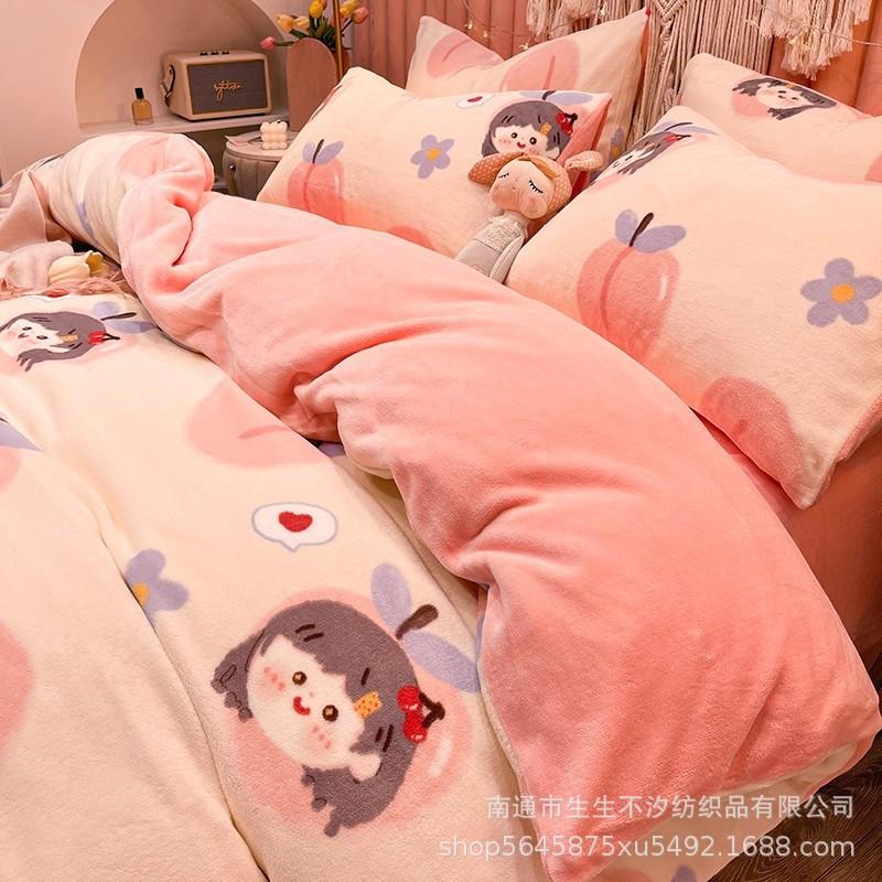 双面加厚牛奶法兰绒被套单件加绒儿童150x200珊瑚绒单双人被罩女