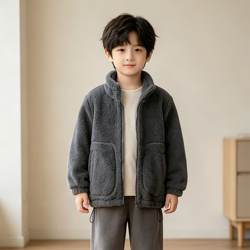 儿童秋冬加绒加厚外套亲子款加大码胖童棉衣夹棉立领男童女童防风