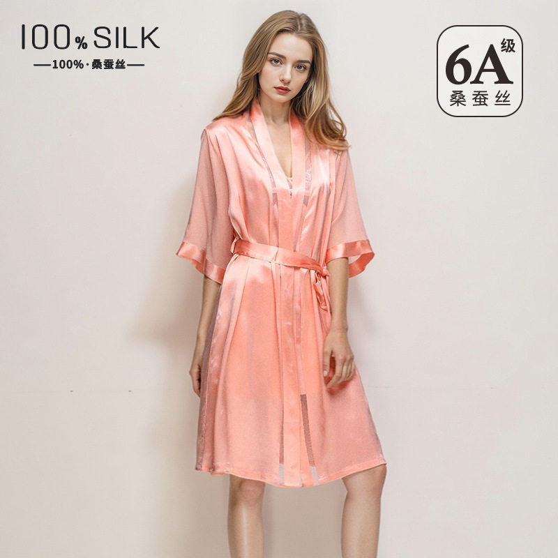 2026新款重磅真丝睡袍女高级感100%桑蚕丝丝绸薄款凉感家居服晨袍