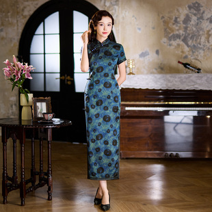 改良桑蚕丝复古时尚 新款 少女中国风香云纱 2026夏季 真丝旗袍长款