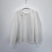 色织双宫斜襟盘扣圆领上衣 真丝衬衫 白月光2025早秋新中式 国风唐装