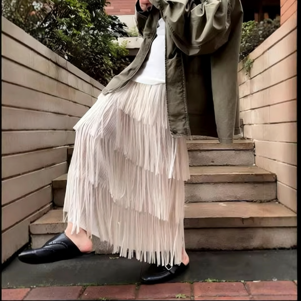 高级感垂坠流苏长裙高腰显瘦多层蛋糕裙春夏百搭遮肉女式半身裙