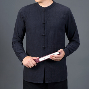 新款 衬衫 男士 男式 棉麻龟纹提花上衣休闲宽松中国风唐装 2026春秋季