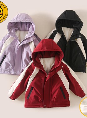 小黄鸭儿童秋冬加绒派克服新款加厚外套XT826-XYY