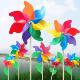 木杆七彩风车户外装 饰向日葵双层风车儿童玩具地摊大风车加密发货
