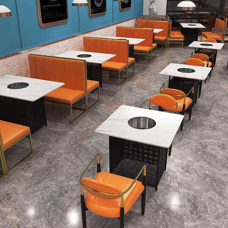 韩式烤肉火锅烧烤一体桌餐饮店网红轻奢卡座沙发商用火锅桌椅组合