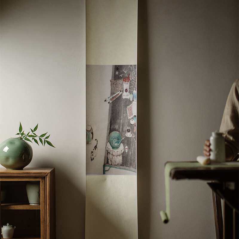 青山鸣幽禅意中式日式装饰画茶室书房客厅挂画卷轴字画