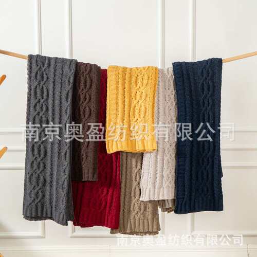 跨境轻奢雪尼尔throw blanket毯子粗针织高克重毛毯办公室毯子