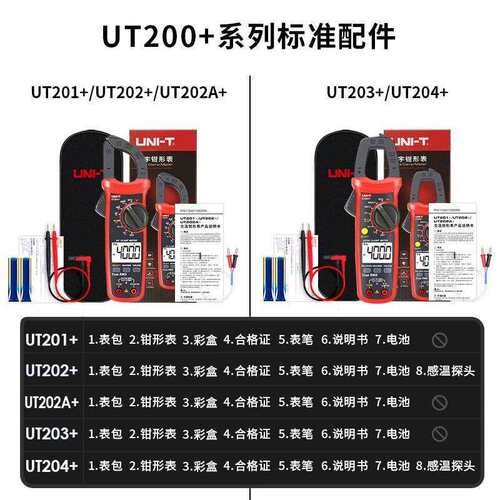 优利德UT201+/UT202+真有效值数字钳形表UT202A+/UT203+/UT204+