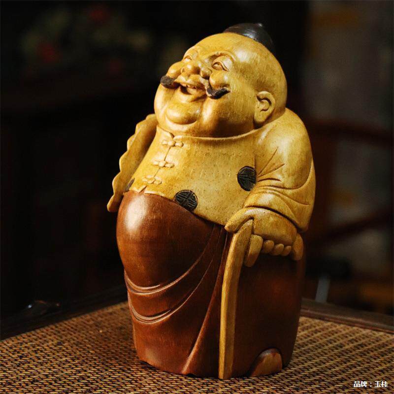 茶桌摆件手工招财大肚财主地主精品竹根雕摆件家居茶玩茶具配件