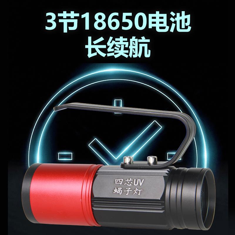 厂家货源新款多功能UV395紫光灯可充电led变焦强光蝎子灯手电筒