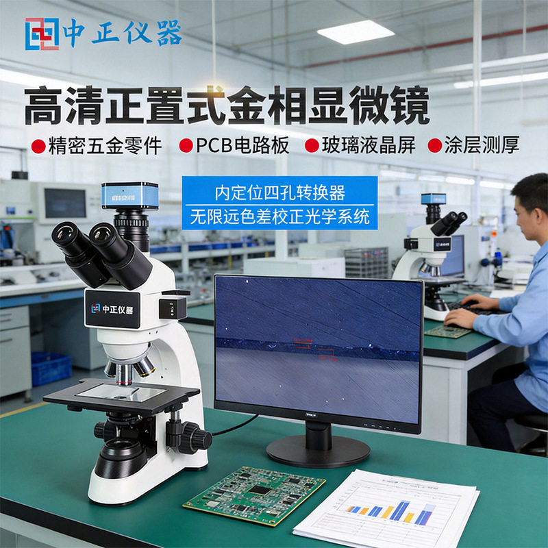 高清正置金相测量显微镜PCB液晶屏金属涂层厚度检测实验室专用
