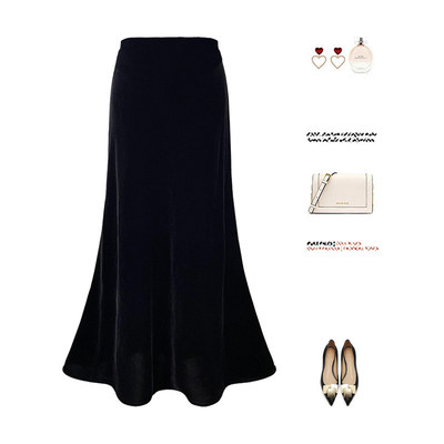 金丝绒高腰鱼尾裙半身裙