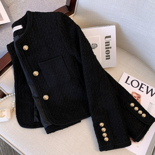 2025超火黑色小香风外套女士秋季新款高级感名媛气质短款西装上衣