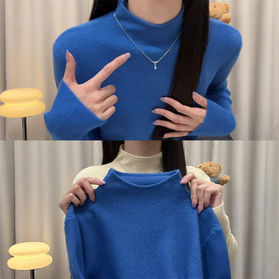 巨好看宝石蓝毛衣女秋季