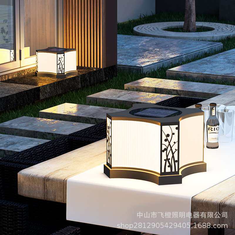 太阳能柱头灯别墅室外门柱装饰大门柱子庭院围墙不锈钢防水户外灯