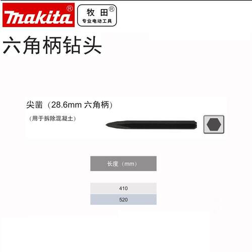 牧田 六角柄尖凿冷凿扁凿鸭嘴扁凿（28.6mm六角柄）