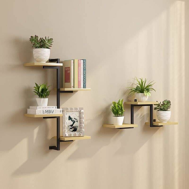 现代简约墙上铁艺多层书架简易装饰壁挂隔板置物架花架创意打孔