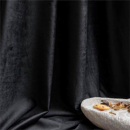 纯黑色丝绒窗帘澳洲羊绒全遮光卧室100不透光复古轻奢天鹅绒客厅