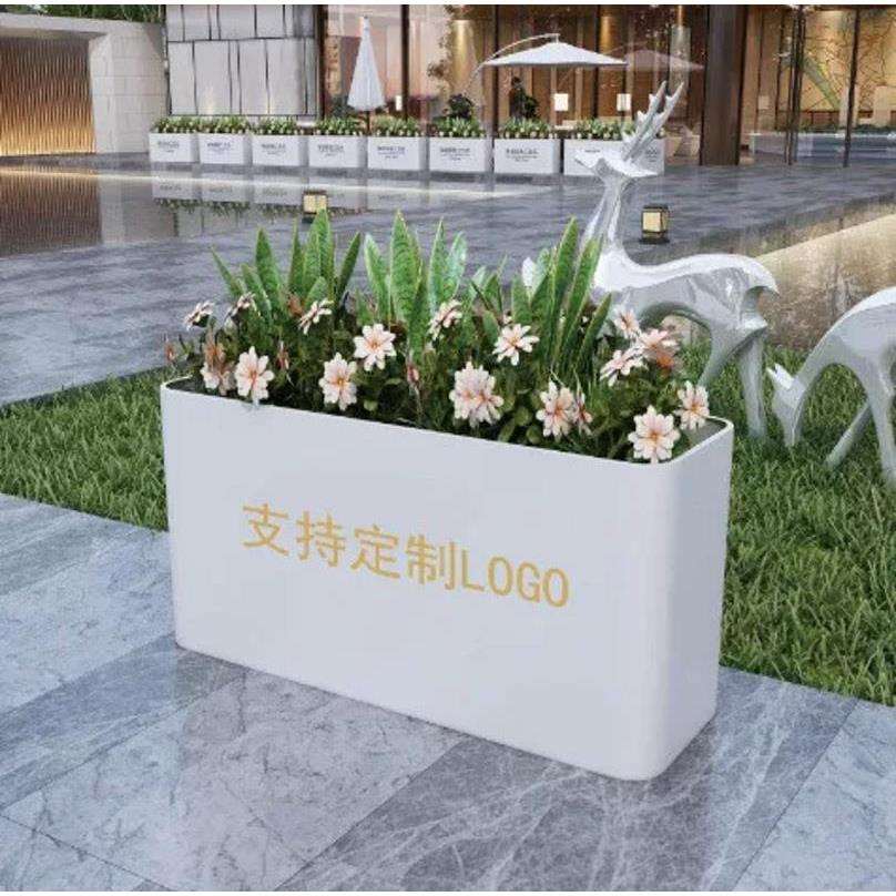 室外种植箱镀锌板不锈钢金属花盆可移动花池开业花架铁艺户外花箱