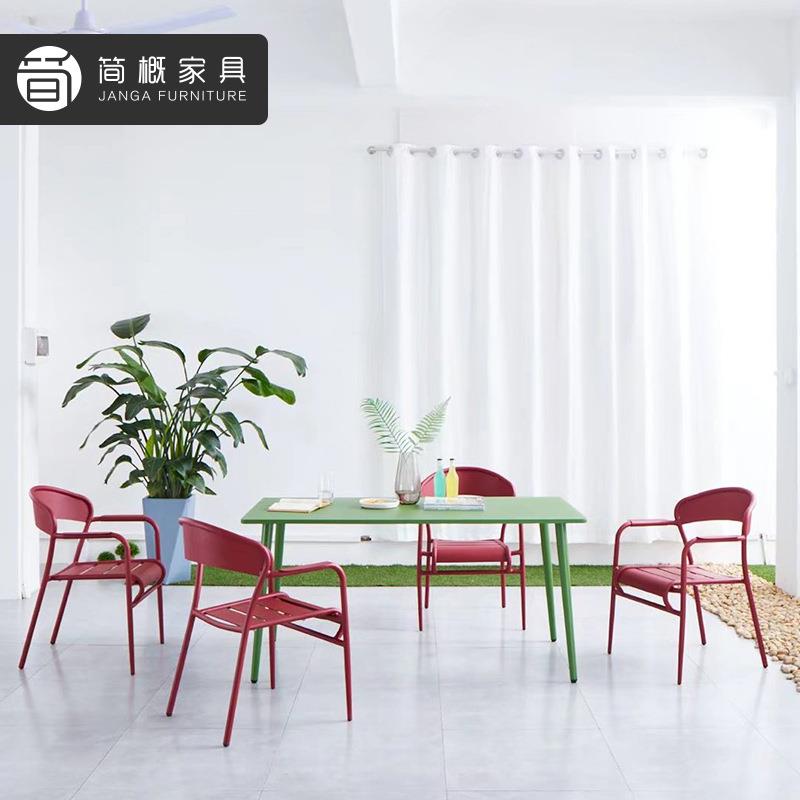 户外金属家具咖啡厅奶茶店全铝桌椅室外庭院防水防晒铁艺餐桌椅子