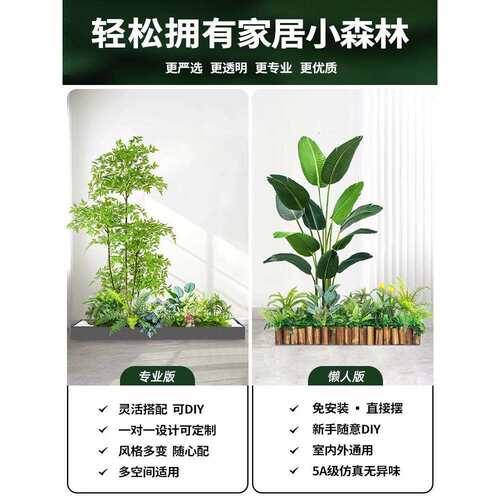 假植物造景组合仿真绿植景观阳台橱窗装饰造景布置玄关室内氛围树