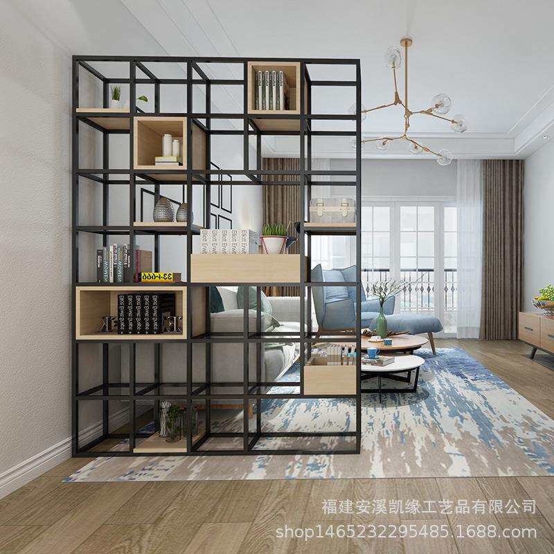 北欧铁艺置物架 家用卧室书架装饰架 现代简约办公室隔断置物架子