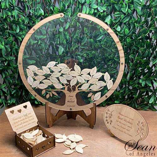 Wedding Guest Book 树和叶子婚礼留言簿情人节婚礼季祝福收集箱