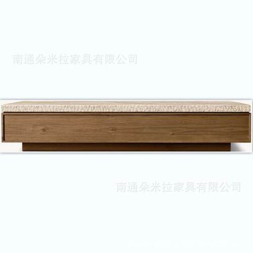 RH美式实木高端茶几桌面采用洞洞石设计简约时尚