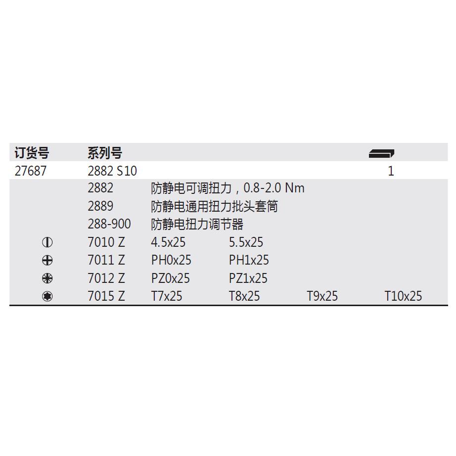 德国 Wiha 27687 2882 S10 带视窗防静电可调扭力螺丝起子13件套