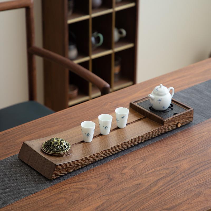 德化陶瓷【茶盘】干泡排水式/鸡翅木/纳福/茶台/轻奢茶/实木高档