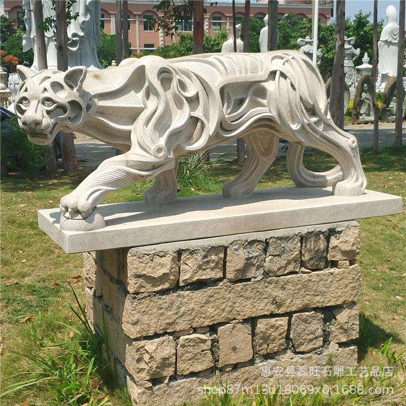 福建惠安石雕老虎花岗岩十二生肖动物雕塑抽象园林上山虎园林摆件