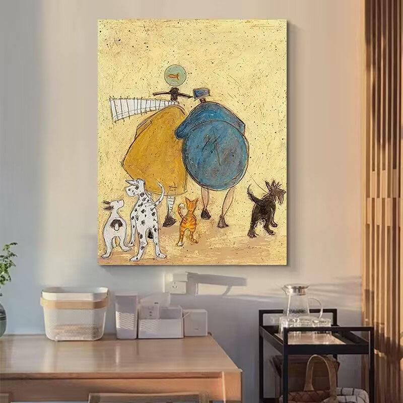 纯手绘抽象人物油画中古风小众客厅玄关装饰画高档小清新卧室挂画