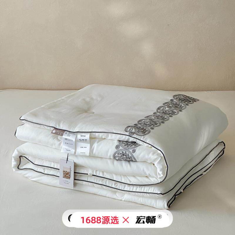 秋冬全棉羊毛被加厚保暖纯棉绣花羊绒复合冬被春秋被高端被芯被子
