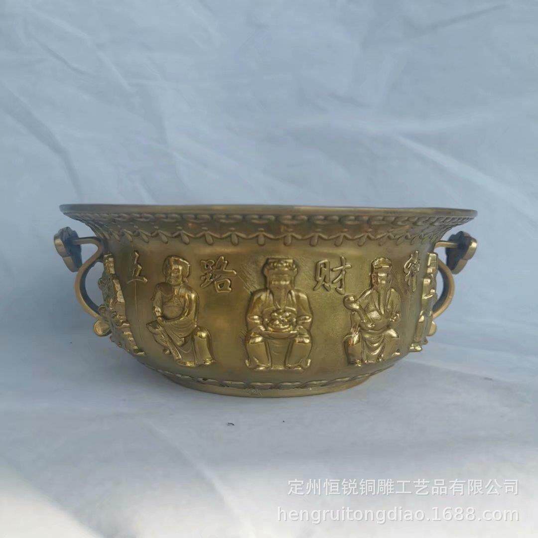 厂家供应家居摆件五路财神装饰工艺品铜聚宝盆摆件厂家