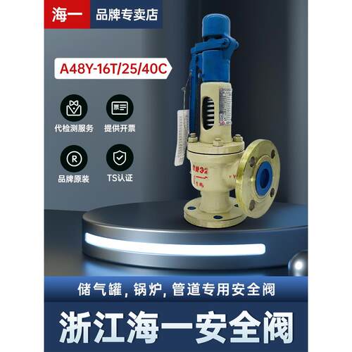 浙江海一安全阀A48Y-16/25/40C弹簧式蒸汽安全阀储气罐锅炉泄压阀