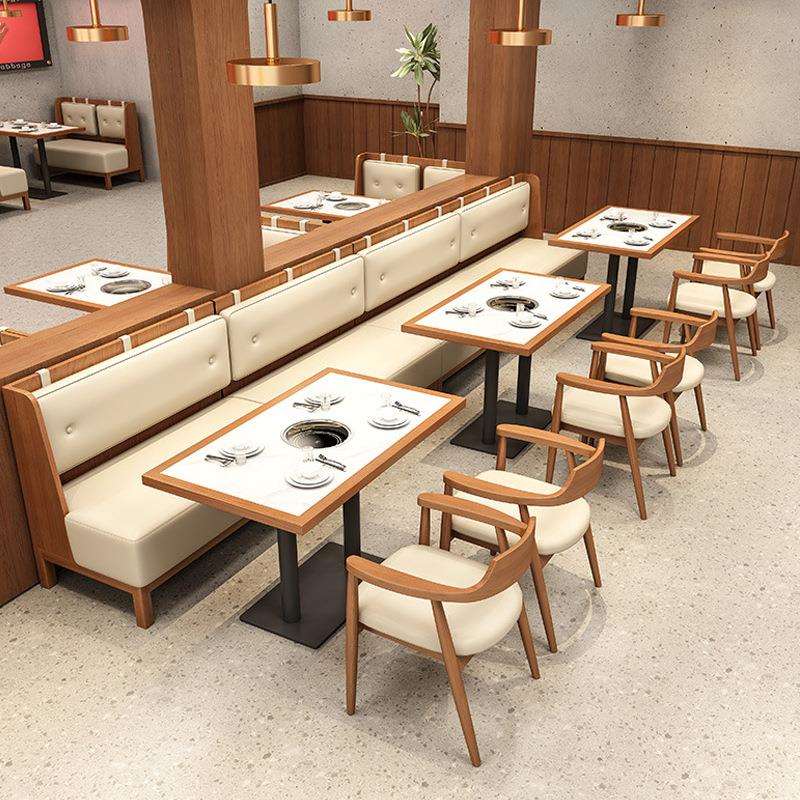火锅店餐椅商用主题餐厅烤肉饭店实木广岛椅茶楼自助卡座桌椅组合