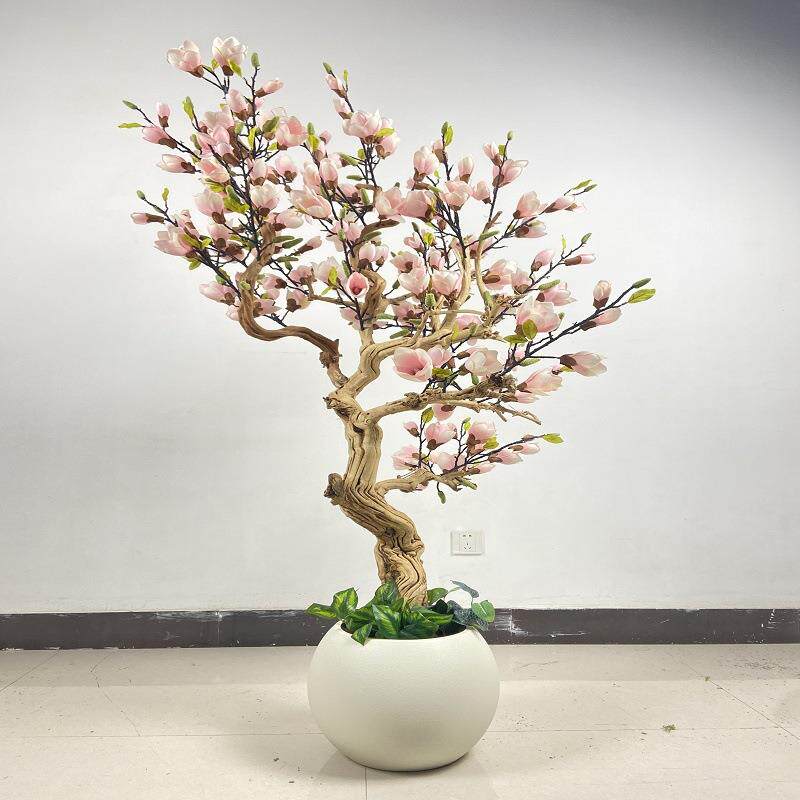 仿真玉兰花树人造假树造型树酒店商场装饰落地摆件花艺橱窗装饰