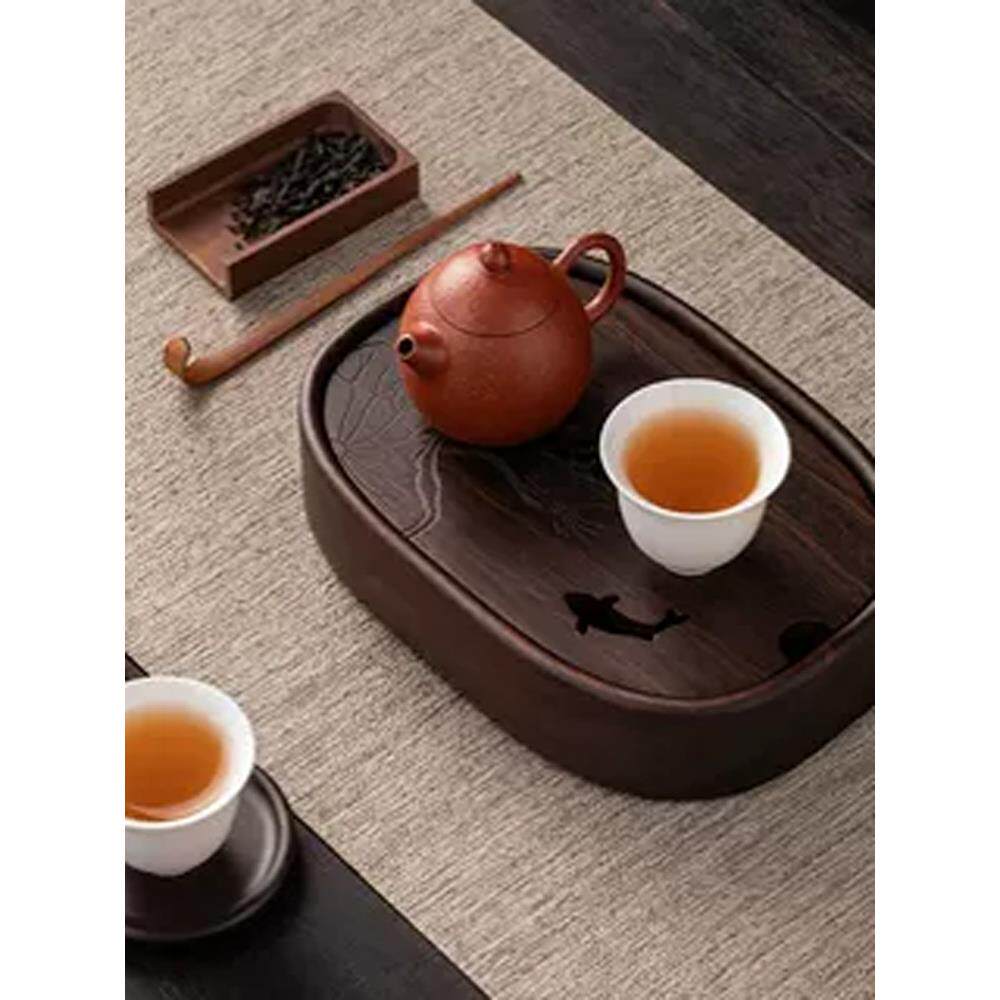 黑檀实木壶承干泡台茶盘底座茶台养壶紫砂茶壶垫托茶具配件新中式