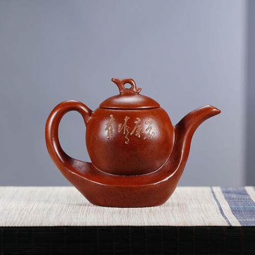 紫砂壶双层壶防老大容量泡茶壶中国风格传统经典光面一帆风顺壶