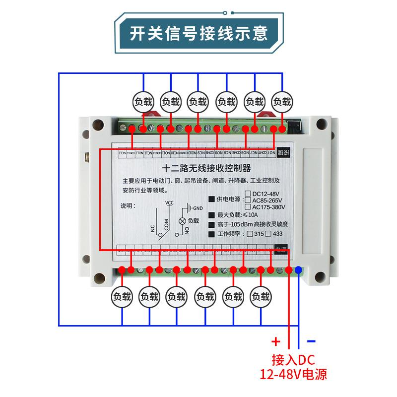 AC100-250V宽电压工业遥控开关12路远程控制器开关电源箱控制器 - 实物图