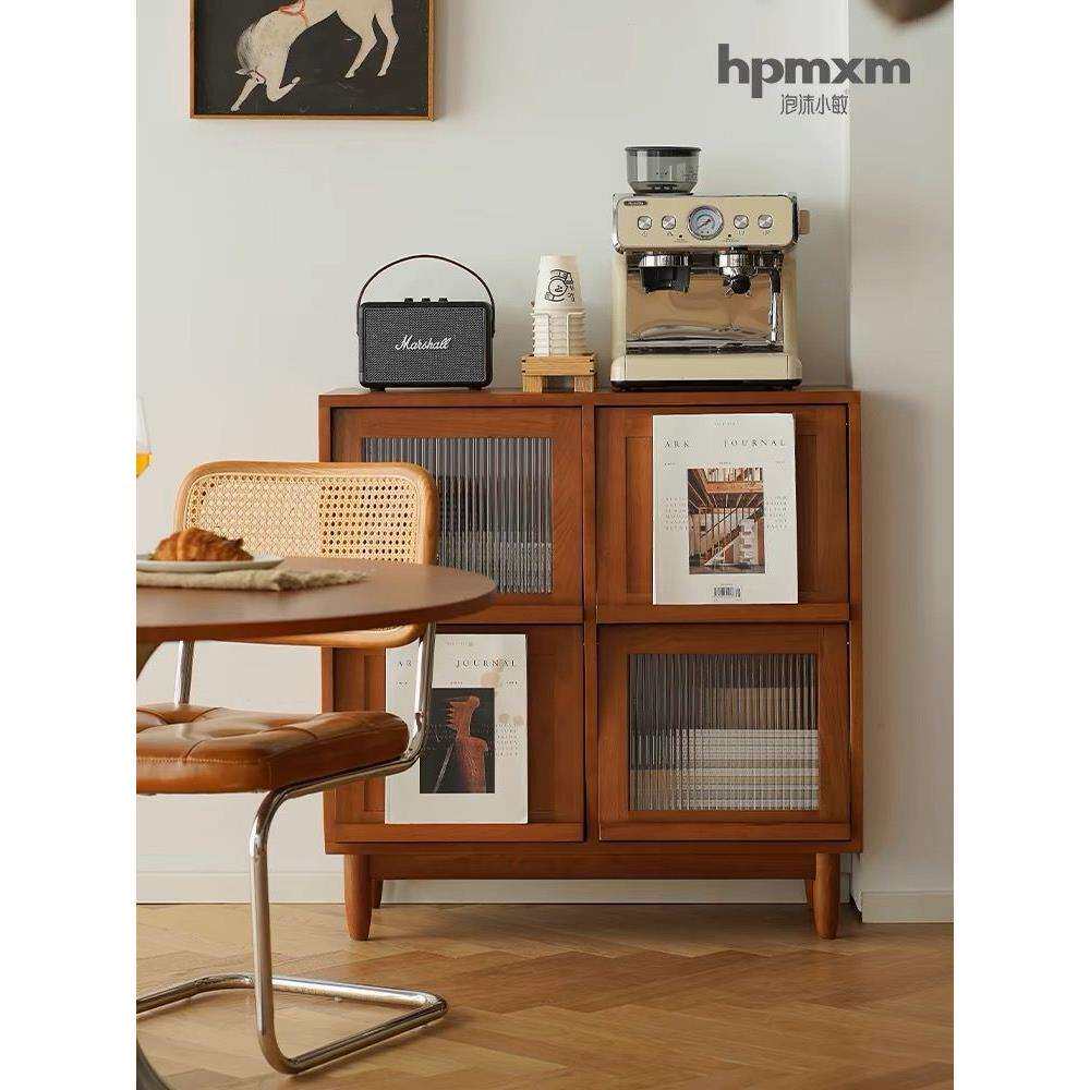 简约复古实木书柜客厅沙发边柜杂志柜卧室收纳柜储物柜厨房餐台柜