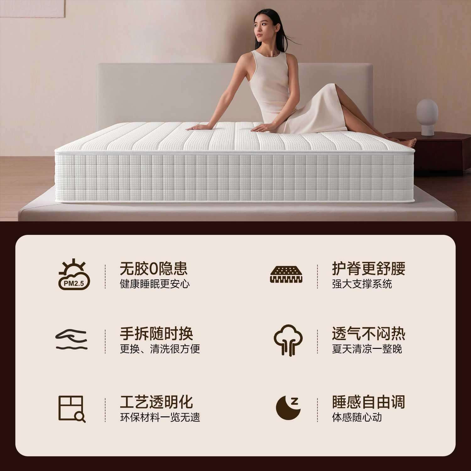 黛莎娜全拆席梦思老人宿舍家用床垫羊毛乳胶记忆棉薄款1.8床垫