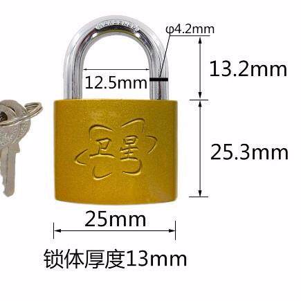 仿铜锁 一字防铜挂锁 学生桌 学校 厂房 32mm铁挂锁 通开锁橱柜锁