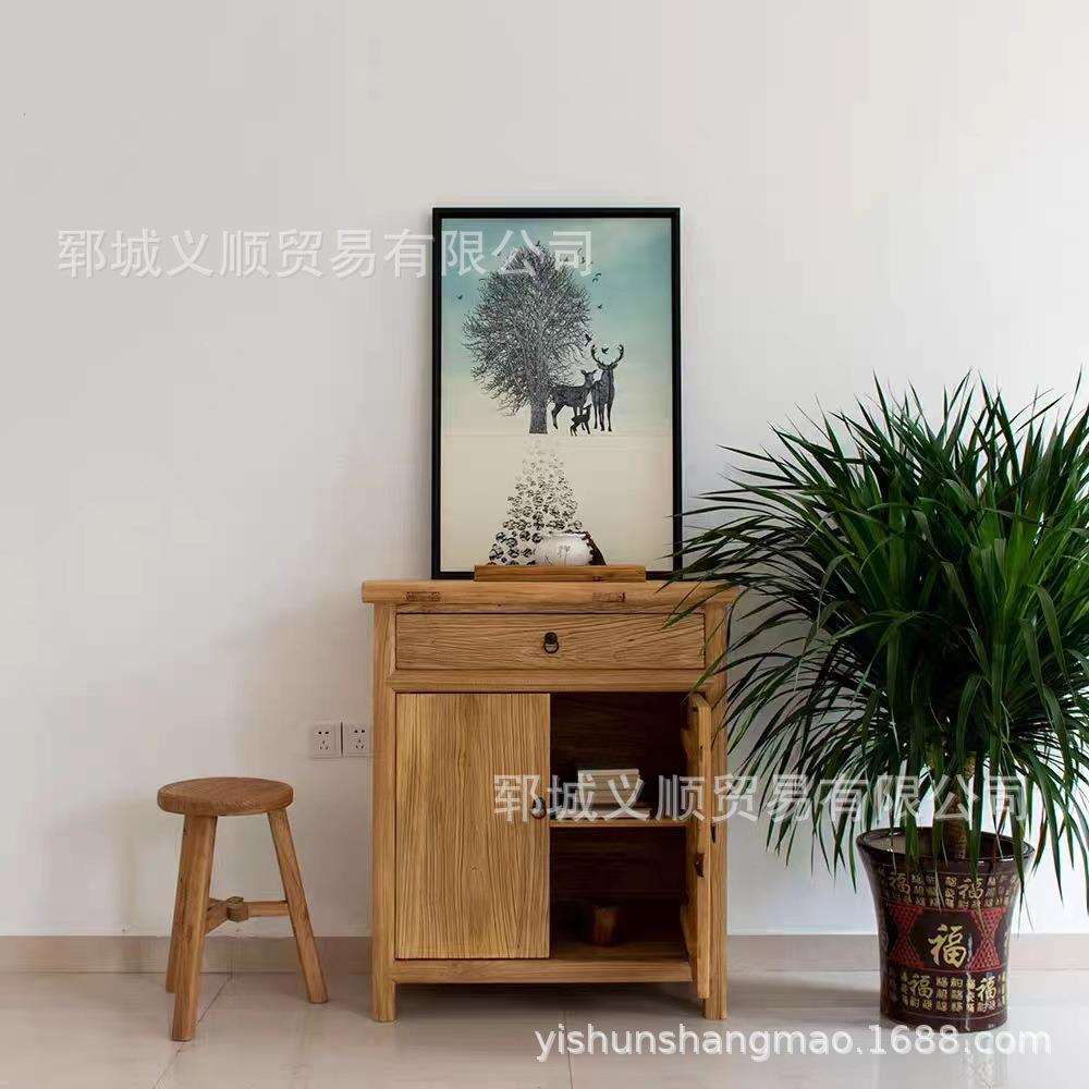 榆木明清古典酒柜老餐实木边柜储物柜玄关柜门厅柜子榆木板厨房柜