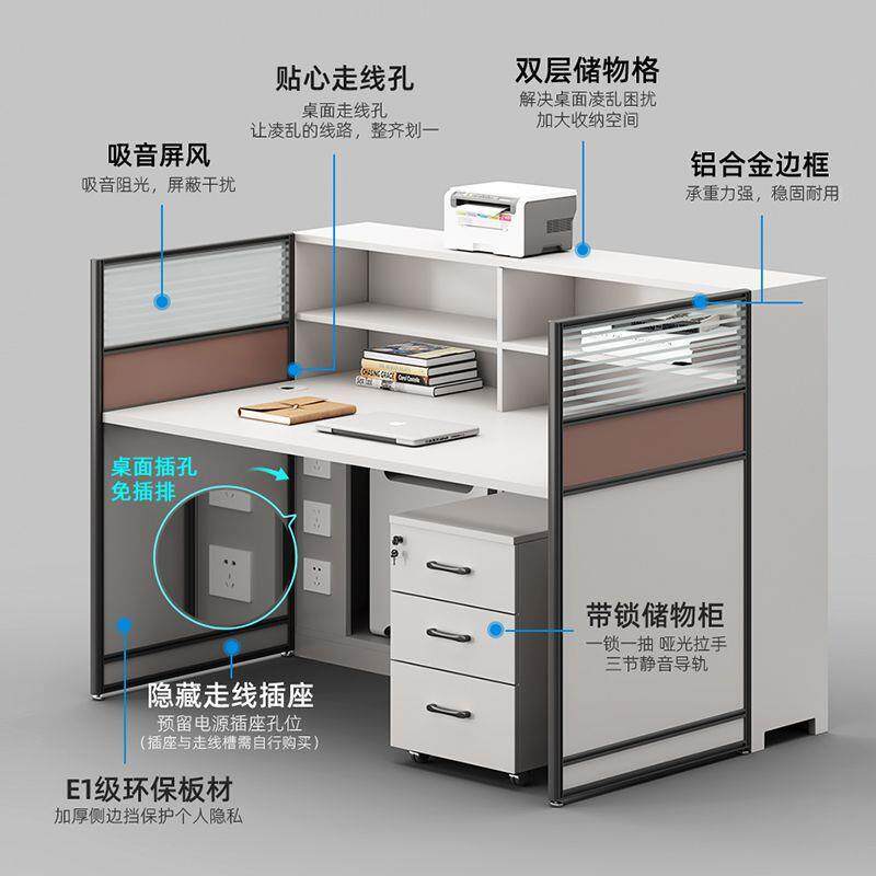 职员办公桌椅组合简约办公桌卡座4/6人位办公现代屏风组合
