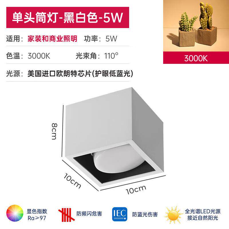 誉道双头筒灯led三色客厅明装割草机/草坪机