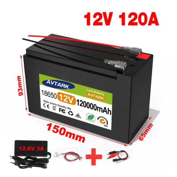 12V锂离子电池 100Ah 120Ah 太阳能板充电电池18650带BMS 12.6V