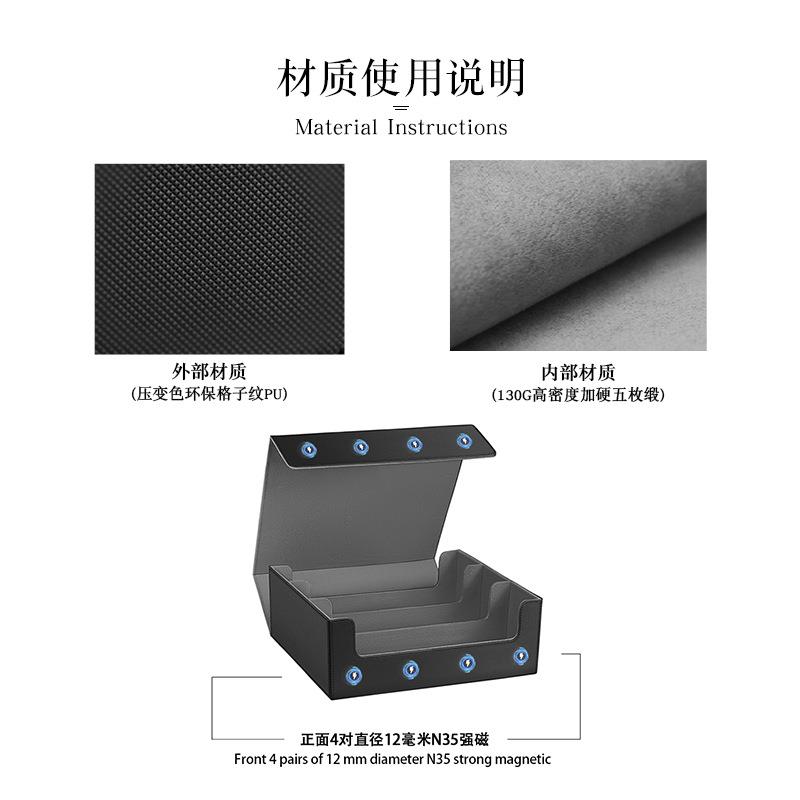 亚马逊热卖大容量磁吸三排卡牌盒万智牌卡牌卡膜硬卡砖收纳牌盒
